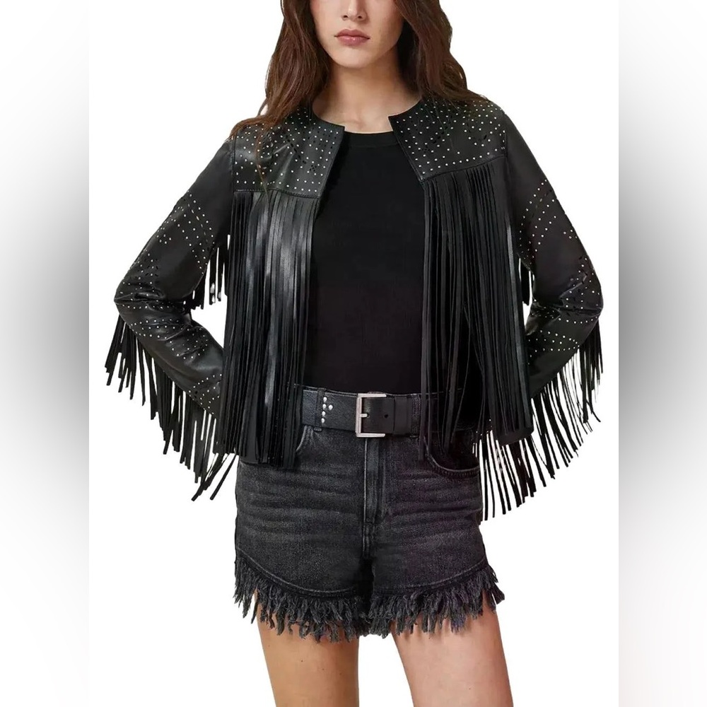 Studded Black Fringe Jacket